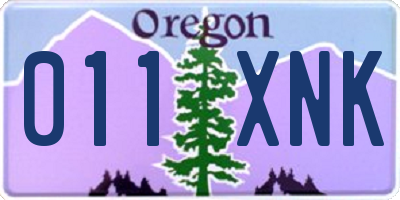 OR license plate 011XNK