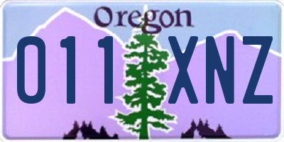OR license plate 011XNZ