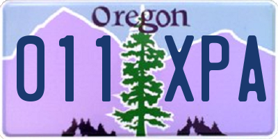OR license plate 011XPA