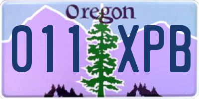 OR license plate 011XPB