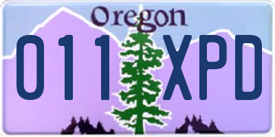 OR license plate 011XPD