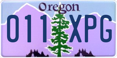 OR license plate 011XPG