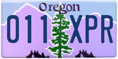 OR license plate 011XPR