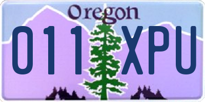 OR license plate 011XPU