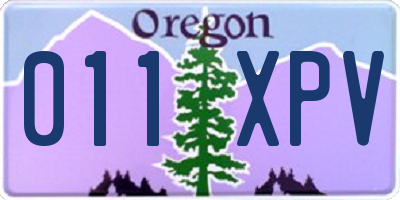 OR license plate 011XPV