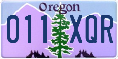 OR license plate 011XQR