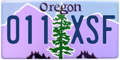 OR license plate 011XSF