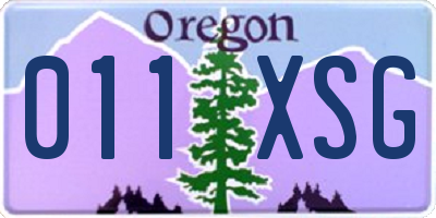 OR license plate 011XSG