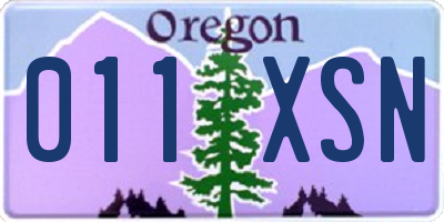OR license plate 011XSN