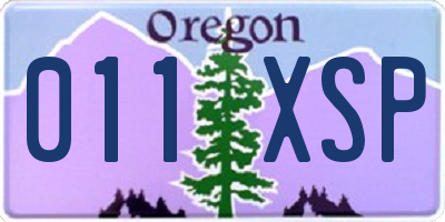 OR license plate 011XSP