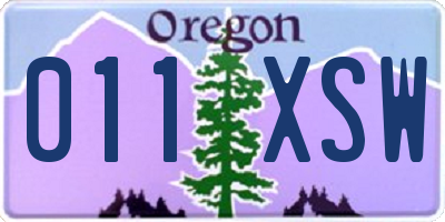 OR license plate 011XSW