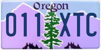 OR license plate 011XTC