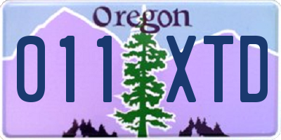 OR license plate 011XTD