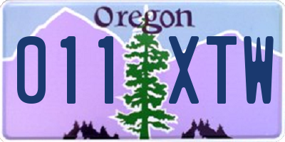 OR license plate 011XTW