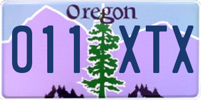 OR license plate 011XTX