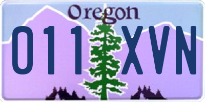 OR license plate 011XVN