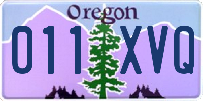 OR license plate 011XVQ