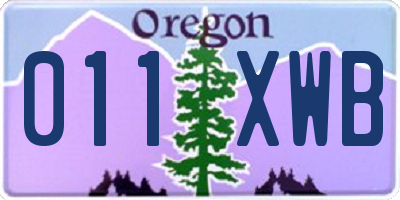 OR license plate 011XWB