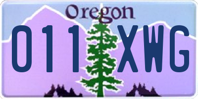 OR license plate 011XWG