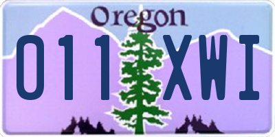 OR license plate 011XWI