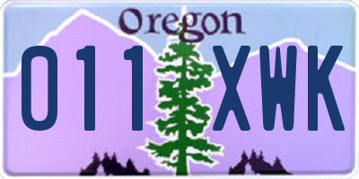 OR license plate 011XWK