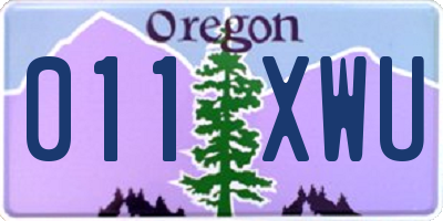 OR license plate 011XWU