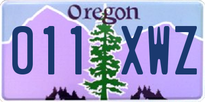 OR license plate 011XWZ