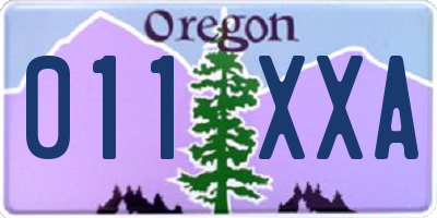 OR license plate 011XXA