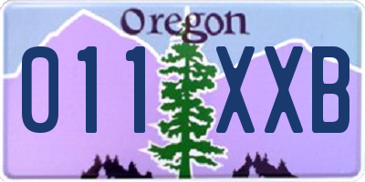OR license plate 011XXB