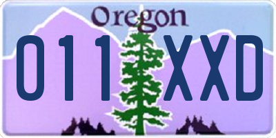 OR license plate 011XXD