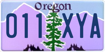 OR license plate 011XYA
