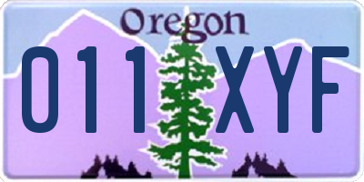 OR license plate 011XYF