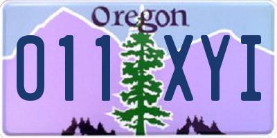 OR license plate 011XYI