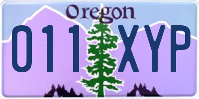 OR license plate 011XYP