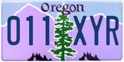OR license plate 011XYR