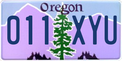 OR license plate 011XYU