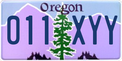 OR license plate 011XYY