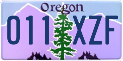 OR license plate 011XZF