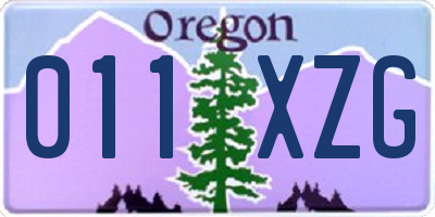 OR license plate 011XZG