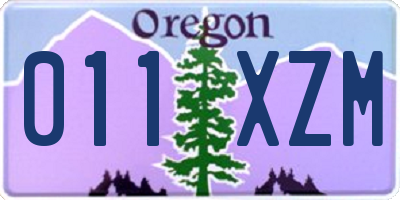OR license plate 011XZM