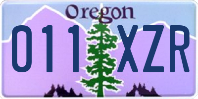 OR license plate 011XZR