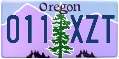 OR license plate 011XZT