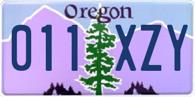OR license plate 011XZY