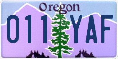 OR license plate 011YAF
