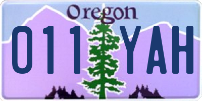 OR license plate 011YAH