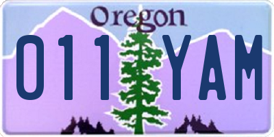 OR license plate 011YAM