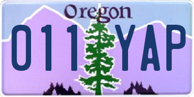 OR license plate 011YAP