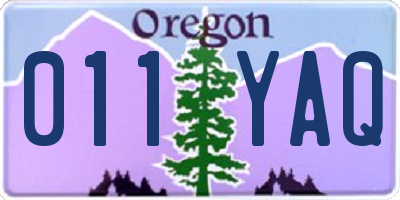 OR license plate 011YAQ