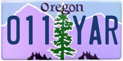 OR license plate 011YAR