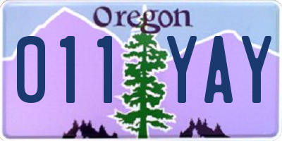 OR license plate 011YAY